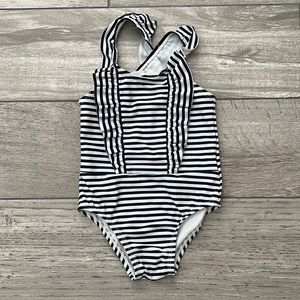 Baby Gap navy blue and white striped swimsuit 12-18 months VGUC